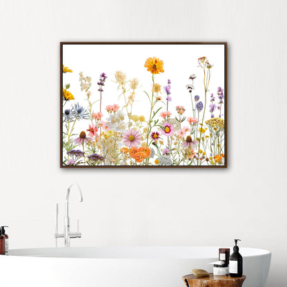 Whimsical Watercolor Wildflowers on White Background - Bright Flower Life