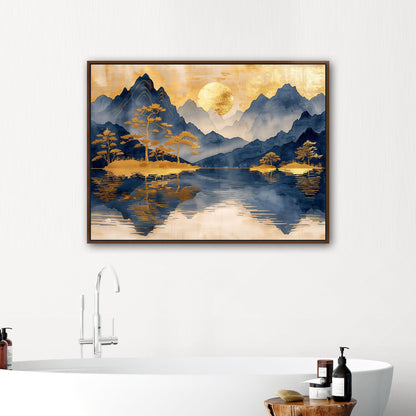 Golden Serenity: Mountains and Pavilions