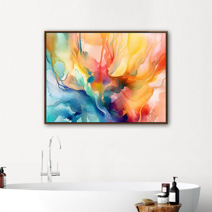 Watercolor Vibrant Multicolor Abstract - Flowing Color Symphony