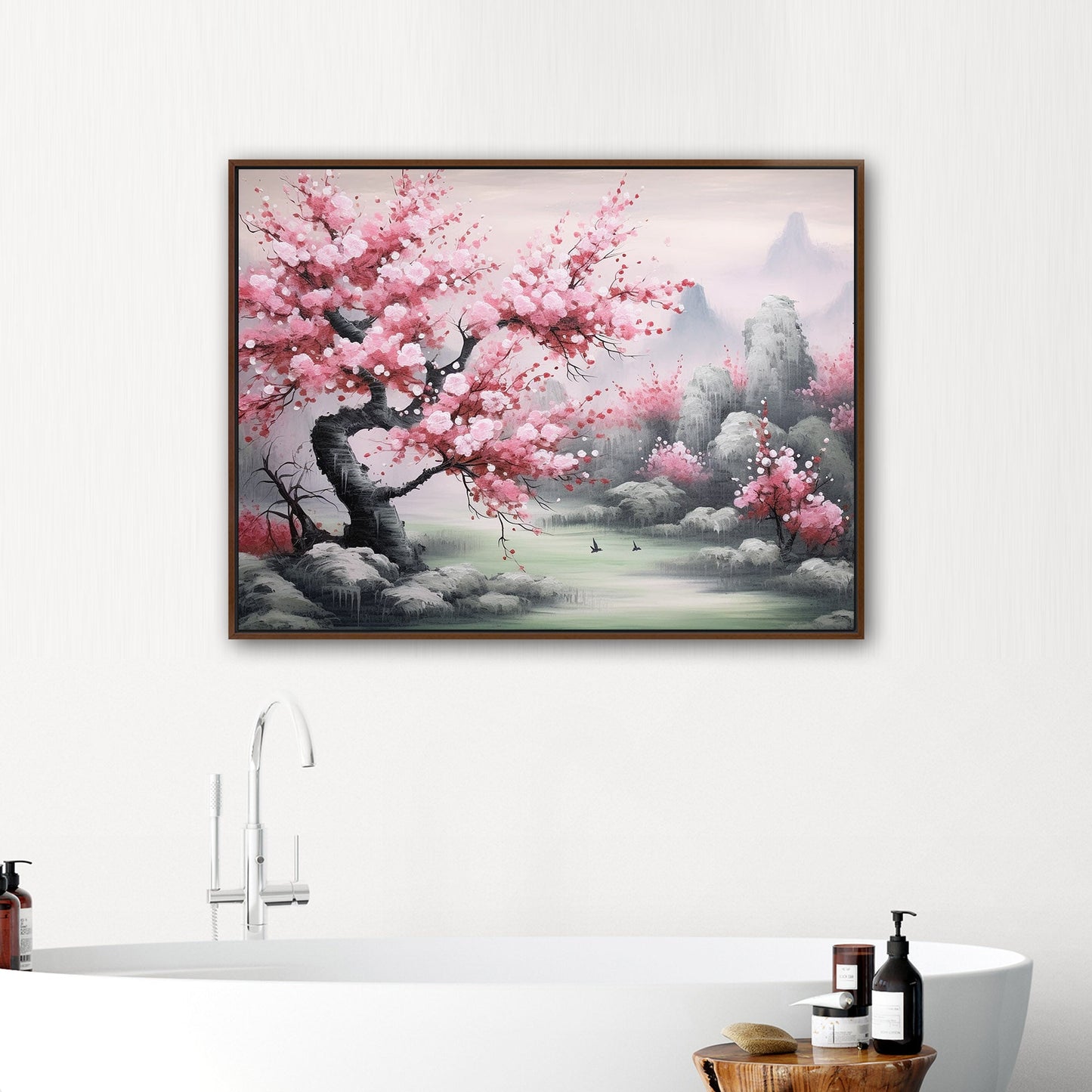 Asian Watercolor Botanical - Cherry Blossom Serenity